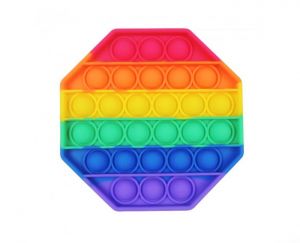 Антистресс сенсорная игрушка Pop It, силиконовый Push Up Bubble (Радужный Восьмиугольник)