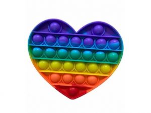 Антистресс сенсорная игрушка Pop It, силиконовый Push Up Bubble (Радужное Сердце)