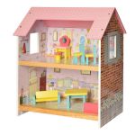 Деревянный двухэтажный домик для кукол с мебелью (арт. MD2048)