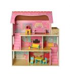Деревянный трехэтажный домик для кукол с мебелью (арт. MD2203)