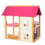 Деревянный двухэтажный домик для кукол с мебелью (арт. MD1068)