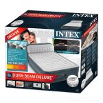 Велюровая надувная кровать со спинкой и встроенным электронасосом (Intex 64448)