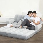 Надувной велюровый диван с электронасосом (Bestway 75073)